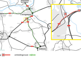 Weekendafsluiting snelweg A65 tussen knooppunt Vught en Helvoirtseweg