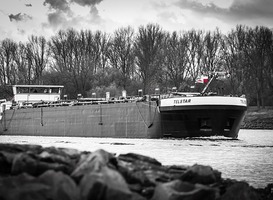 Vrachtschip in woonwijk ramt steigers en bootjes