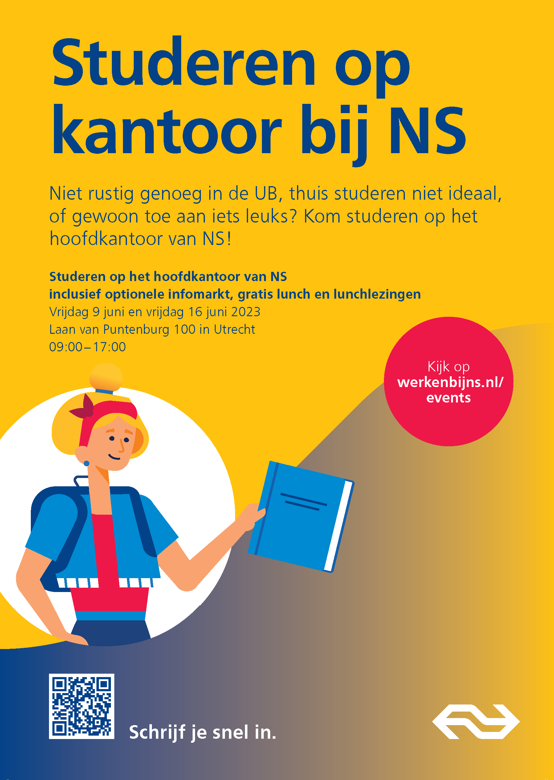 Binnenkort een tentamen of examen? Op het hoofdkantoor van NS kan je rustig leren