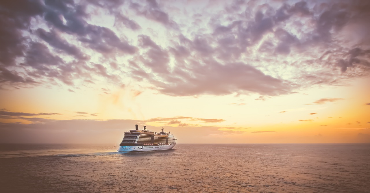 Cruiseschepen aan de stekker aan Wilhelminakade in Rotterdam